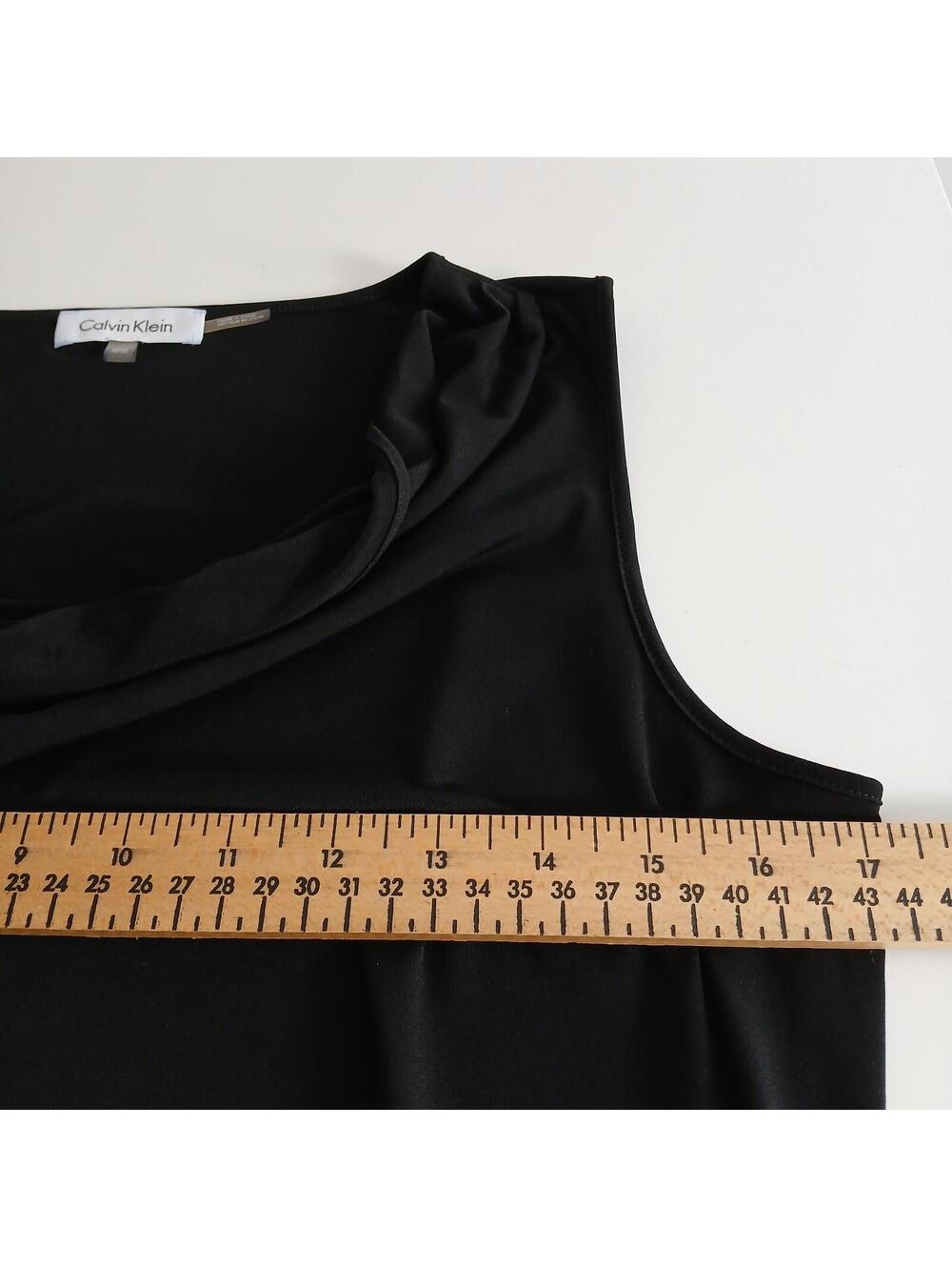 Calvin Klein Black Draped Neck Tank Top Women Medium Stretch Sleeveless - Picture 5 of 8
